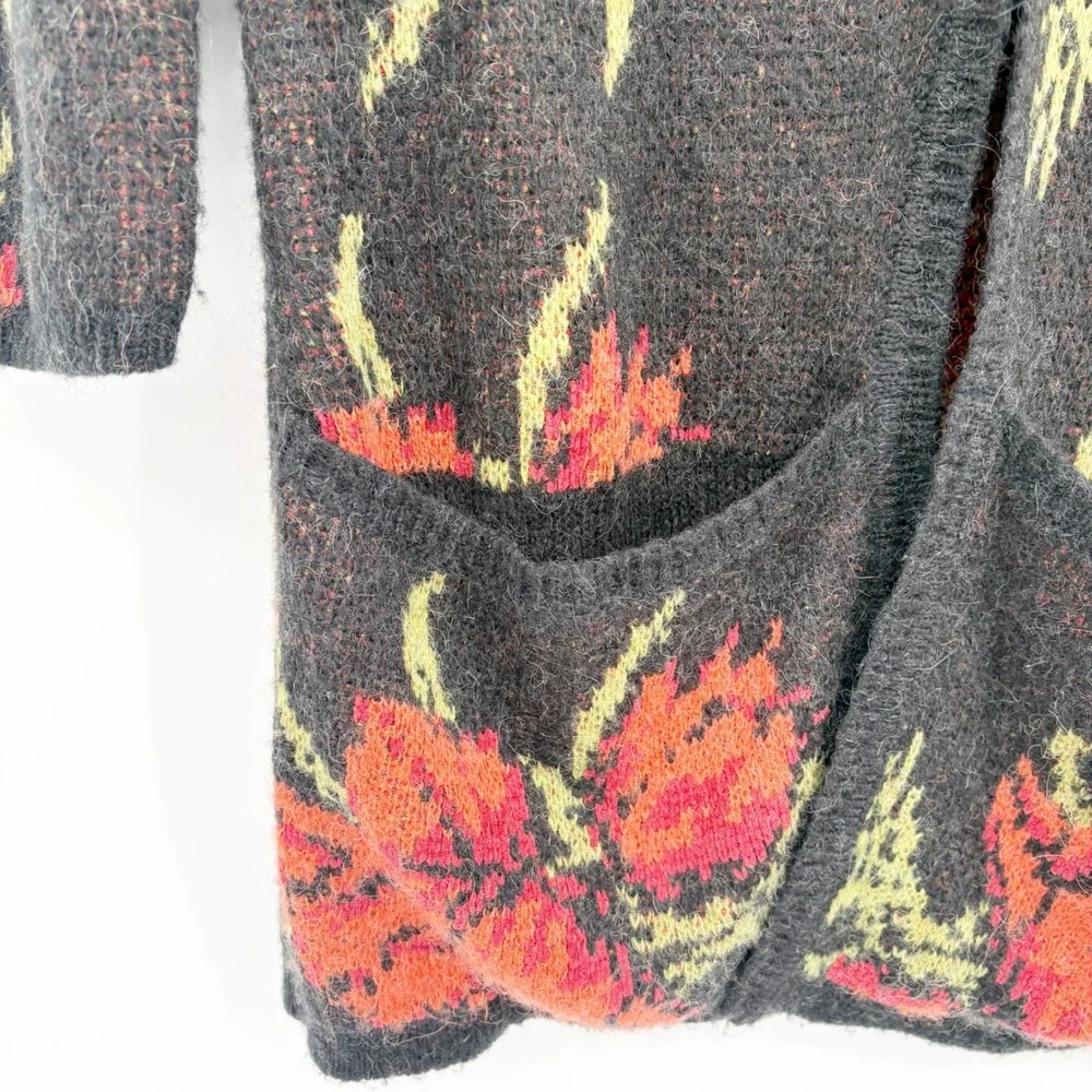 Free People Womens Floral Rose Boho Grunge Longline Flower‎ Power Cardigan XS